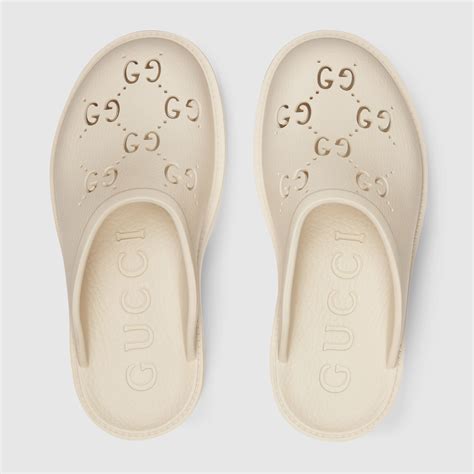 white gucci rubber sandals|Gucci perforated rubber sandals.